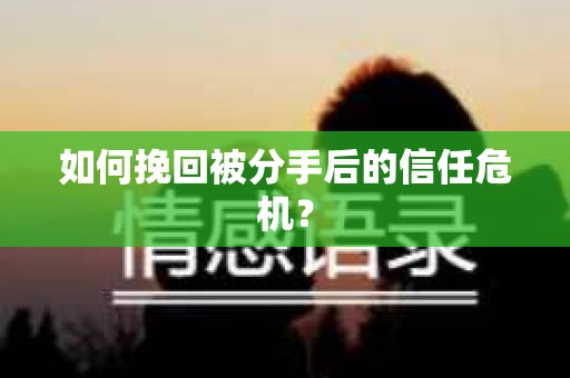 如何挽回被分手后的信任危机？