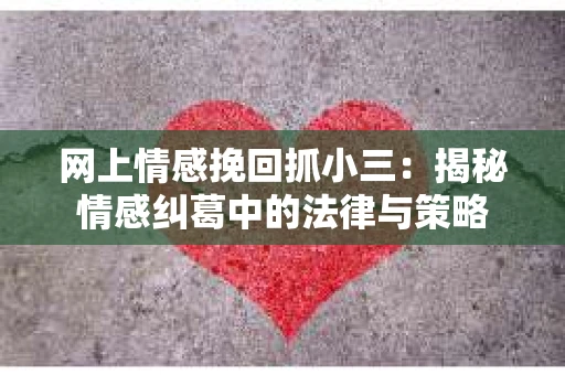 网上情感挽回抓小三：揭秘情感纠葛中的法律与策略