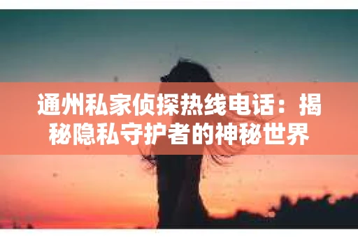 通州私家侦探热线电话：揭秘隐私守护者的神秘世界
