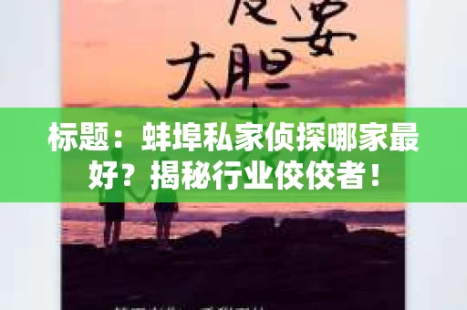 标题：蚌埠私家侦探哪家最好？揭秘行业佼佼者！